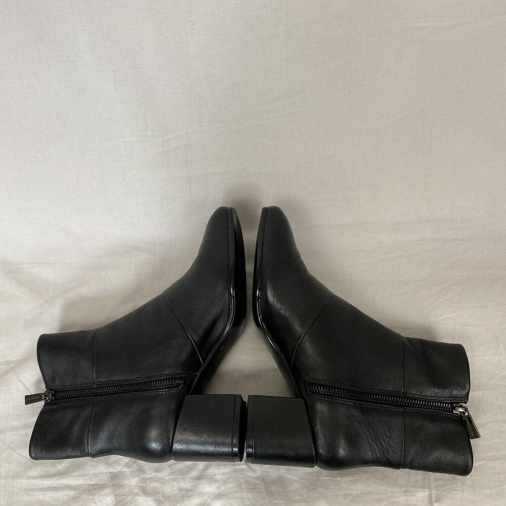 Vintage 90s Kenneth Cole Square Toe Ankle Boots 7.5 Black Leather Chunky Heel - Picture 8 of 15